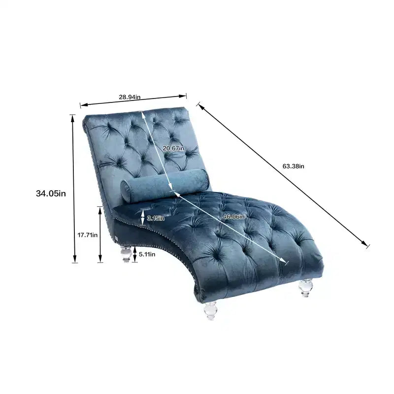 Okak Lussuosa Poltrona Chaise Longue in Velluto Trapuntato con Bottoni e Piedini Trasparenti, Comoda Poltrona Imbottita per Camera da Letto, Soggiorno, Ufficio