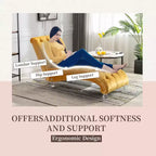 Okak Lussuosa Poltrona Chaise Longue in Velluto Trapuntato con Bottoni e Piedini Trasparenti, Comoda Poltrona Imbottita per Camera da Letto, Soggiorno, Ufficio