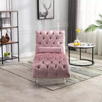 Okak Lussuosa Poltrona Chaise Longue in Velluto Trapuntato con Bottoni e Piedini Trasparenti, Comoda Poltrona Imbottita per Camera da Letto, Soggiorno, Ufficio