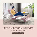 Okak Lussuosa Poltrona Chaise Longue in Velluto Trapuntato con Bottoni e Piedini Trasparenti, Comoda Poltrona Imbottita per Camera da Letto, Soggiorno, Ufficio