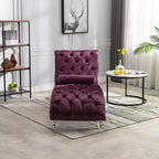 Okak Lussuosa Poltrona Chaise Longue in Velluto Trapuntato con Bottoni e Piedini Trasparenti, Comoda Poltrona Imbottita per Camera da Letto, Soggiorno, Ufficio