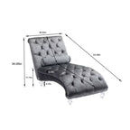 Okak Lussuosa Poltrona Chaise Longue in Velluto Trapuntato con Bottoni e Piedini Trasparenti, Comoda Poltrona Imbottita per Camera da Letto, Soggiorno, Ufficio
