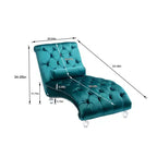 Okak Lussuosa Poltrona Chaise Longue in Velluto Trapuntato con Bottoni e Piedini Trasparenti, Comoda Poltrona Imbottita per Camera da Letto, Soggiorno, Ufficio