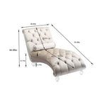Okak Lussuosa Poltrona Chaise Longue in Velluto Trapuntato con Bottoni e Piedini Trasparenti, Comoda Poltrona Imbottita per Camera da Letto, Soggiorno, Ufficio