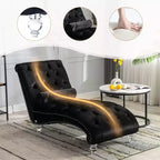 Okak Lussuosa Poltrona Chaise Longue in Velluto Trapuntato con Bottoni e Piedini Trasparenti, Comoda Poltrona Imbottita per Camera da Letto, Soggiorno, Ufficio