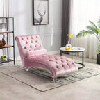 Okak Lussuosa Poltrona Chaise Longue in Velluto Trapuntato con Bottoni e Piedini Trasparenti, Comoda Poltrona Imbottita per Camera da Letto, Soggiorno, Ufficio