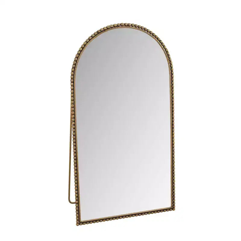 Specchio intero in metallo retrò Okak 65*35 pollici con supporto, elegante specchio ad arco, specchio da terra per soggiorno, camera da letto