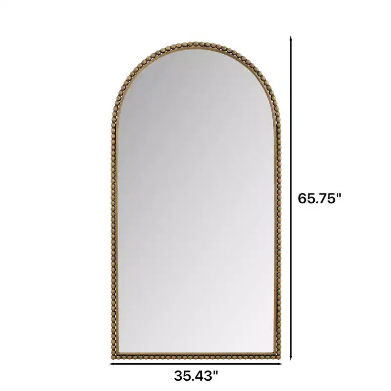 Specchio intero in metallo retrò Okak 65*35 pollici con supporto, elegante specchio ad arco, specchio da terra per soggiorno, camera da letto