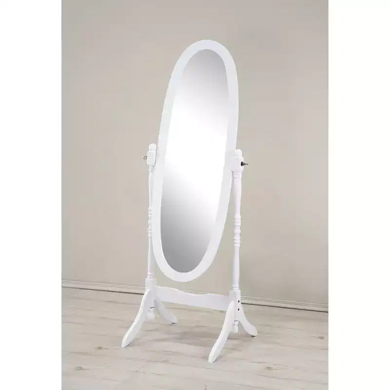 Miroir sur pied vintage Okak, miroir pleine longueur de forme ovale avec support en bois, miroir de sol pour salon, dressing