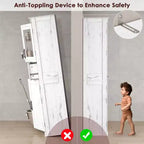Coolmee Mobile Alto da Bagno da 170 cm con 4 Ante e Cassetto a Scomparsa in Vetro, Mobile Contenitore con Ripiani Regolabili, Organizzatore Autoportante per la Casa