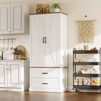 Coolmee Mobile dispensa da cucina con ante scorrevoli alla rustica, cassetto e 2 ripiani regolabili, Credenza alta indipendente con porta microonde