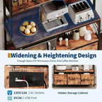 Carrello da Cucina Rustico Industriale con Ripiani in Legno e Cassetti Contenitori, Organizer Multifunzione per Elettrodomestici per Piccoli Spazi