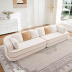 Divano Teddy 135, 4 posti, spugna 32D, senza telaio, soffice, oversize, colore a contrasto, simmetrico, per soggiorno