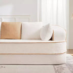 Divano Teddy 135, 4 posti, spugna 32D, senza telaio, soffice, oversize, colore a contrasto, simmetrico, per soggiorno