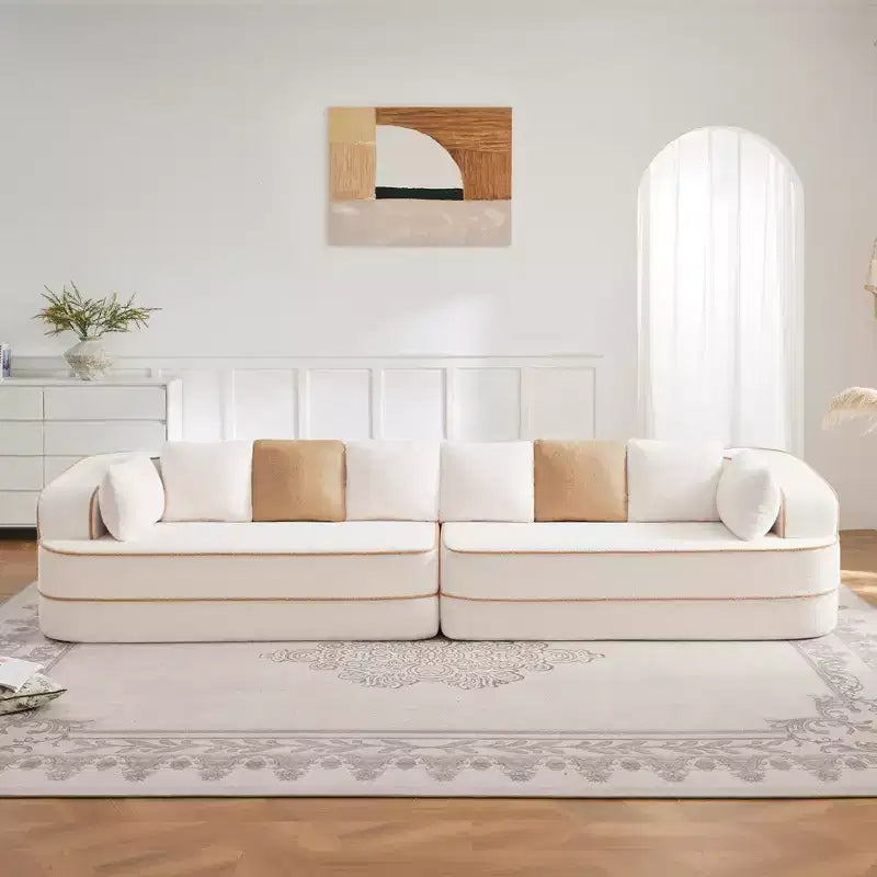 Divano Teddy 135, 4 posti, spugna 32D, senza telaio, soffice, oversize, colore a contrasto, simmetrico, per soggiorno