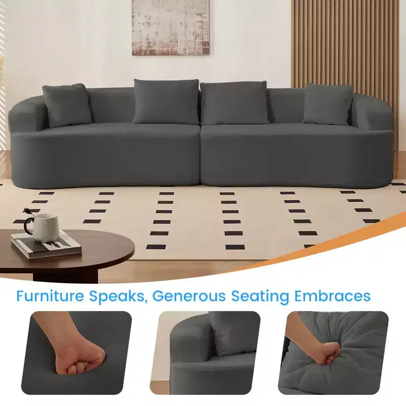 Mjkone Divano componibile curvo 112 in ciniglia Design moderno minimalista Compresso Nessun assemblaggio richiesto