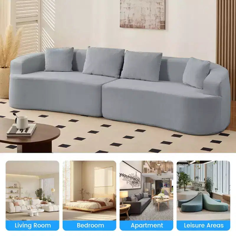 Mjkone Divano componibile curvo 112 in ciniglia Design moderno minimalista Compresso Nessun assemblaggio richiesto