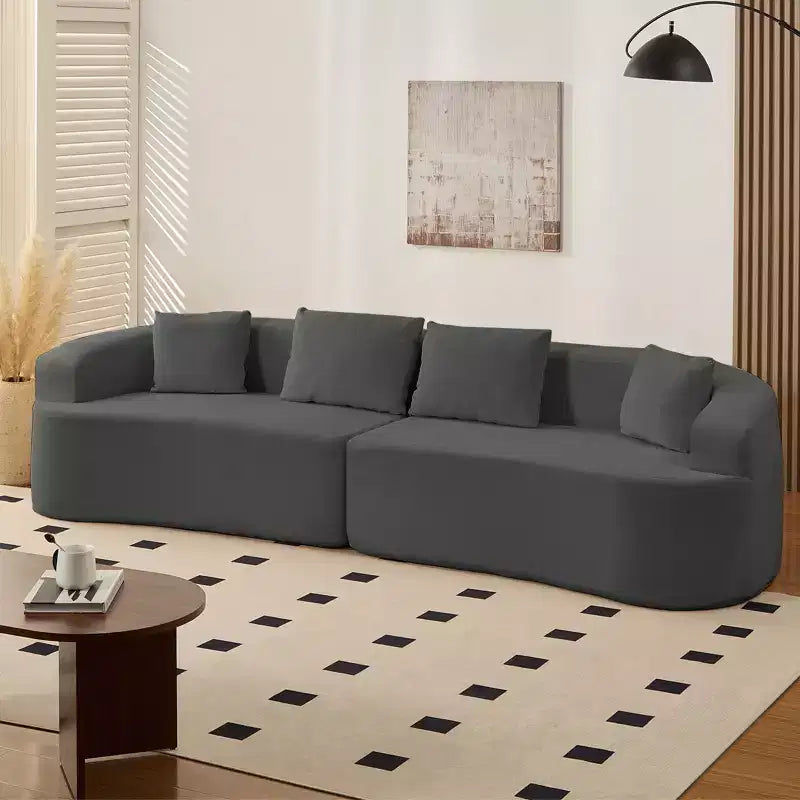 Mjkone Divano componibile curvo 112 in ciniglia Design moderno minimalista Compresso Nessun assemblaggio richiesto