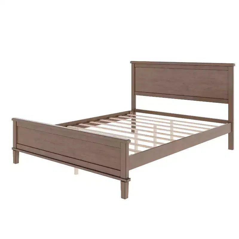 Polibi Letto a Piattaforma in Legno Massello Stile Moderno Mid-Century