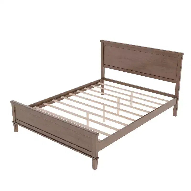 Polibi Letto a Piattaforma in Legno Massello Stile Moderno Mid-Century
