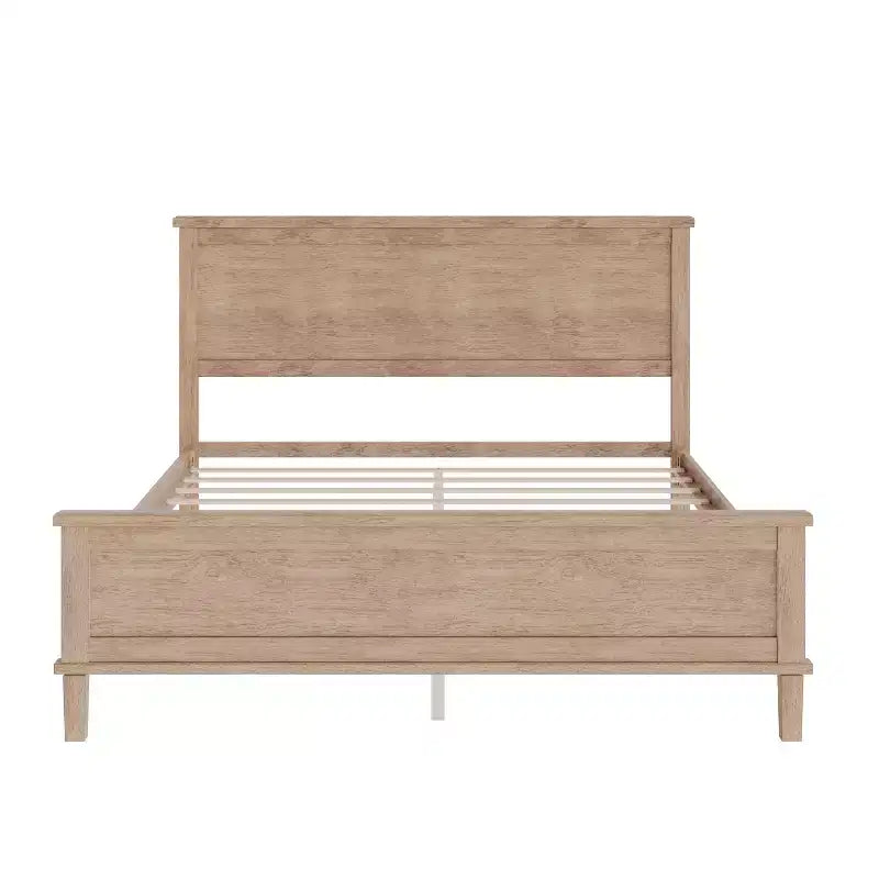 Polibi Letto a Piattaforma in Legno Massello Stile Moderno Mid-Century