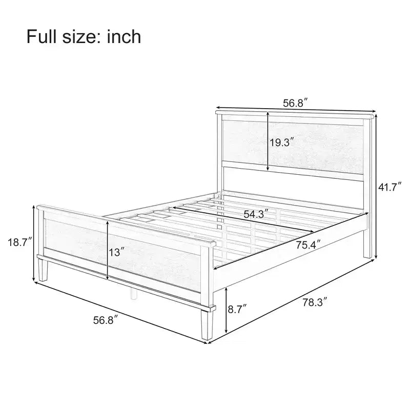 Polibi Letto a Piattaforma in Legno Massello Stile Moderno Mid-Century