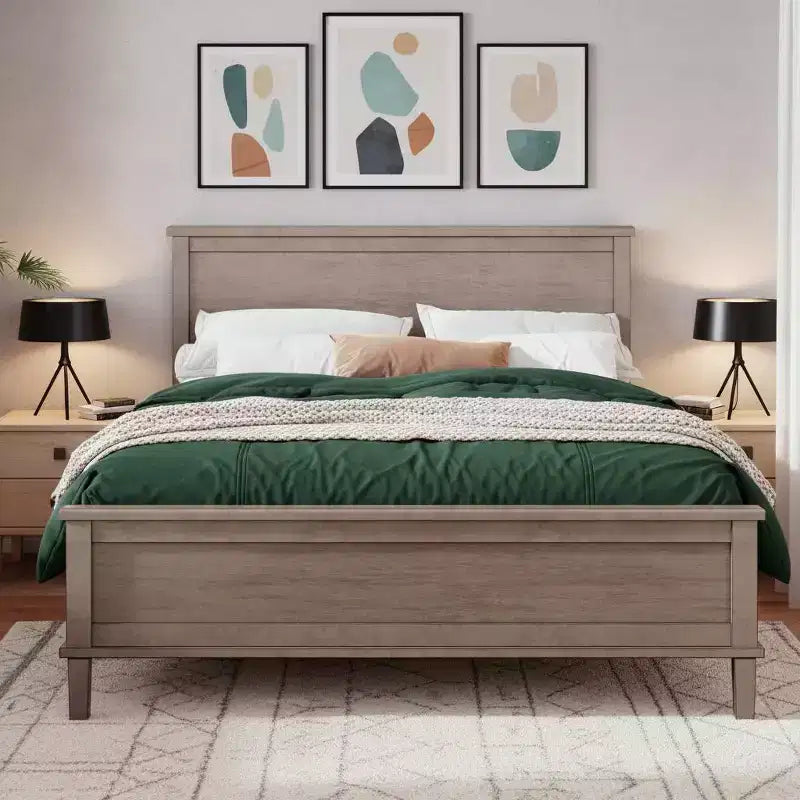 Polibi Letto a Piattaforma in Legno Massello Stile Moderno Mid-Century