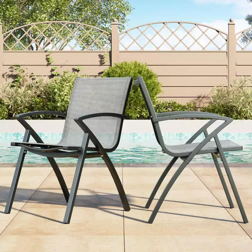 Lot de 4 chaises de salle à manger de patio en aluminium avec maille Textilène à séchage rapide, sièges ergonomiques d'extérieur pour piscine, jardin, terrasse et usage commercial