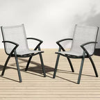 Sedie da pranzo per patio in alluminio, confezione da 4, con rete in Textilene ad asciugatura rapida, sedute ergonomiche da esterno per bordo piscina, giardino, terrazza e uso commerciale