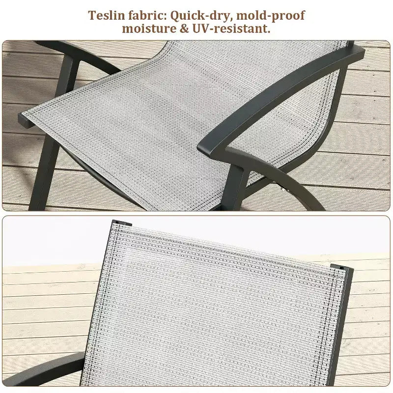 Sedie da pranzo per patio in alluminio, confezione da 4, con rete in Textilene ad asciugatura rapida, sedute ergonomiche da esterno per bordo piscina, giardino, terrazza e uso commerciale