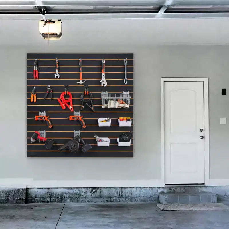 Pannelli Slatwall VEVOR, Pannelli a Muro per Garage (Set da 2 Pannelli), Pannelli Espositivi per Organizer a Muro per Garage Resistenti, Nero