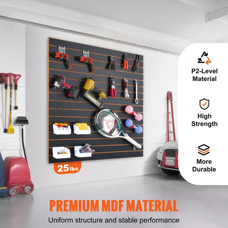 Pannelli Slatwall VEVOR, Pannelli a Muro per Garage (Set da 2 Pannelli), Pannelli Espositivi per Organizer a Muro per Garage Resistenti, Nero