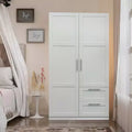 GDFStudio Theron Modern 70.87 Tall Wardrobe with 2 Doors, 2 Drawers and 5 Compartments