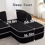 77.2 Divano Teddy, spugna 32D, senza ossatura, due chaise longue, divano letto, colore a contrasto, simmetrico, salotto