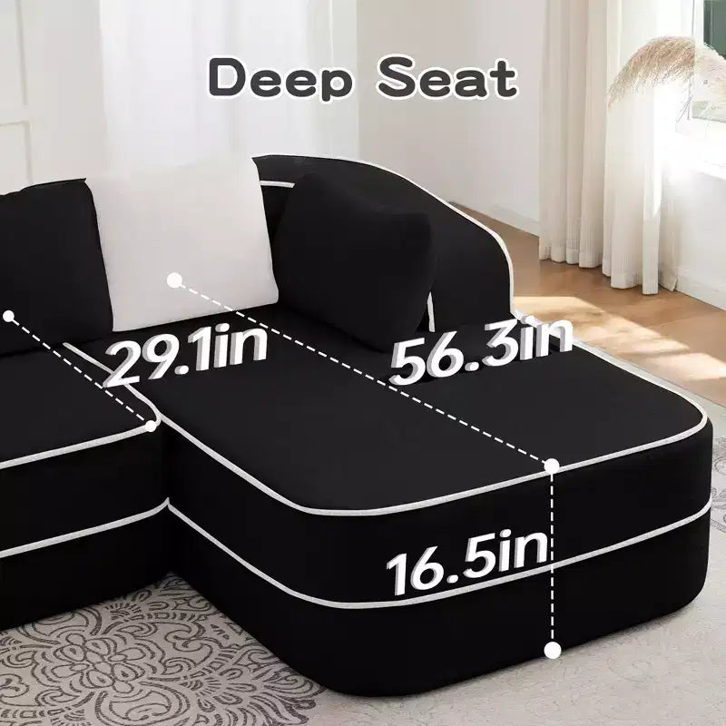 77.2 Divano Teddy, spugna 32D, senza ossatura, due chaise longue, divano letto, colore a contrasto, simmetrico, salotto