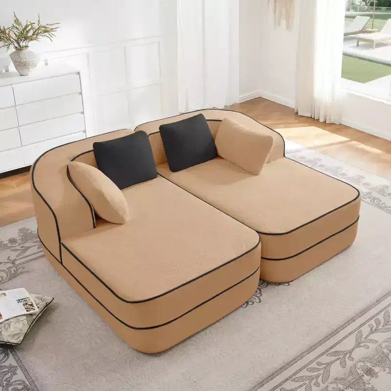 77.2 Divano Teddy, spugna 32D, senza ossatura, due chaise longue, divano letto, colore a contrasto, simmetrico, salotto