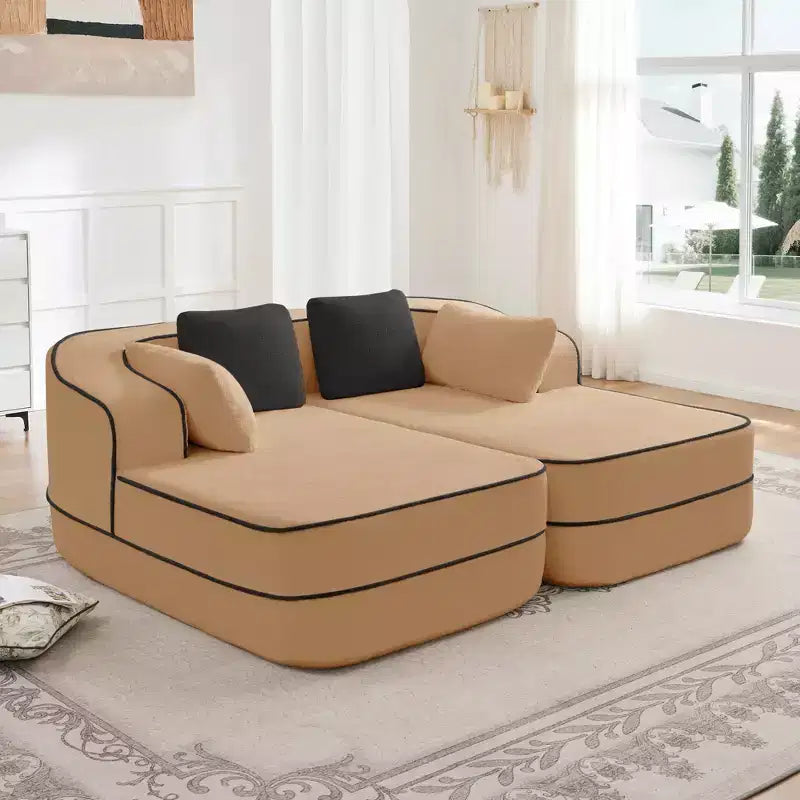 77.2 Divano Teddy, spugna 32D, senza ossatura, due chaise longue, divano letto, colore a contrasto, simmetrico, salotto