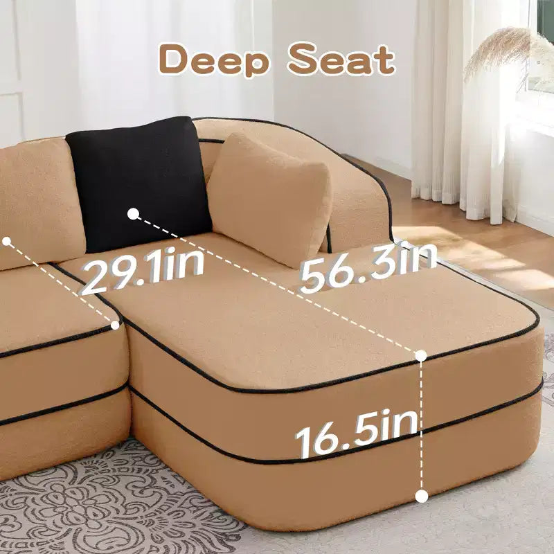 77.2 Divano Teddy, spugna 32D, senza ossatura, due chaise longue, divano letto, colore a contrasto, simmetrico, salotto
