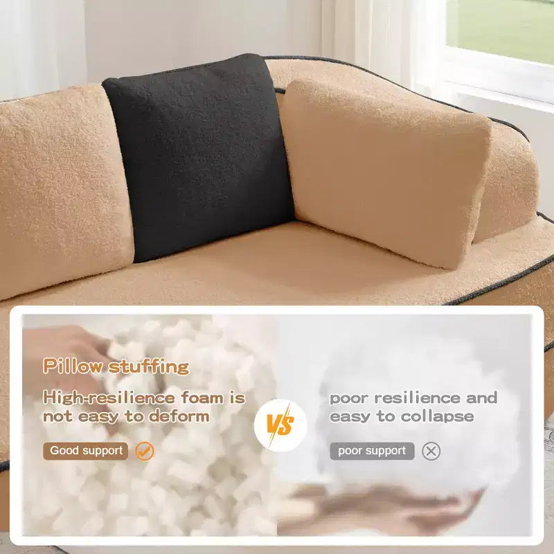 77.2 Divano Teddy, spugna 32D, senza ossatura, due chaise longue, divano letto, colore a contrasto, simmetrico, salotto