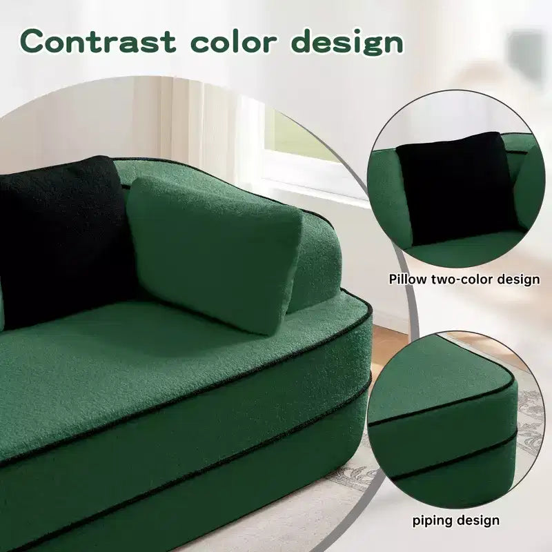 77.2 Divano Teddy, spugna 32D, senza ossatura, due chaise longue, divano letto, colore a contrasto, simmetrico, salotto