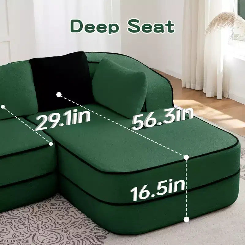 77.2 Divano Teddy, spugna 32D, senza ossatura, due chaise longue, divano letto, colore a contrasto, simmetrico, salotto