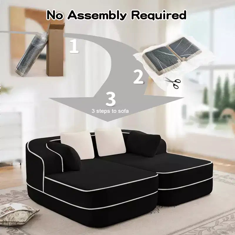 77.2 Divano Teddy, spugna 32D, senza ossatura, due chaise longue, divano letto, colore a contrasto, simmetrico, salotto