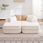 77.2 Divano Teddy, spugna 32D, senza ossatura, due chaise longue, divano letto, colore a contrasto, simmetrico, salotto