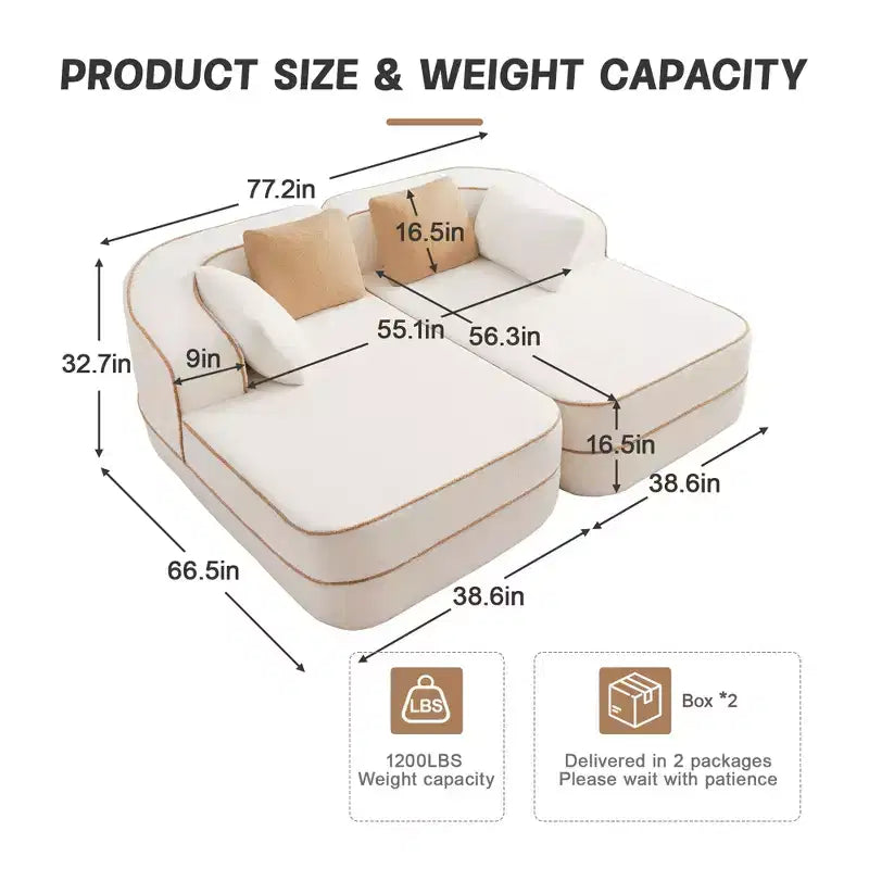 77.2 Divano Teddy, spugna 32D, senza ossatura, due chaise longue, divano letto, colore a contrasto, simmetrico, salotto