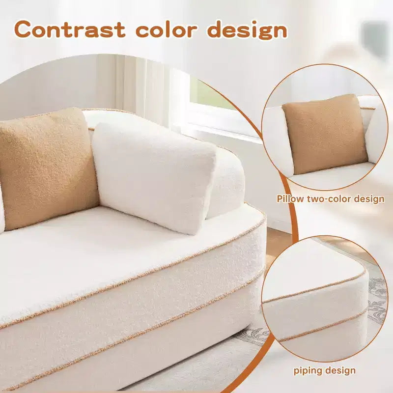 77.2 Divano Teddy, spugna 32D, senza ossatura, due chaise longue, divano letto, colore a contrasto, simmetrico, salotto