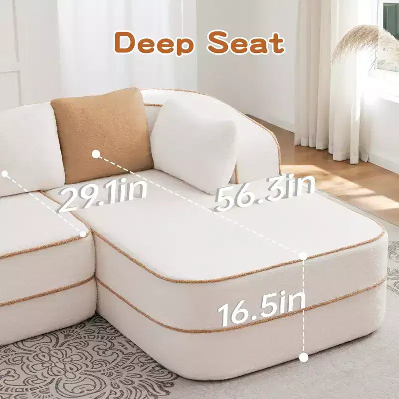 77.2 Divano Teddy, spugna 32D, senza ossatura, due chaise longue, divano letto, colore a contrasto, simmetrico, salotto