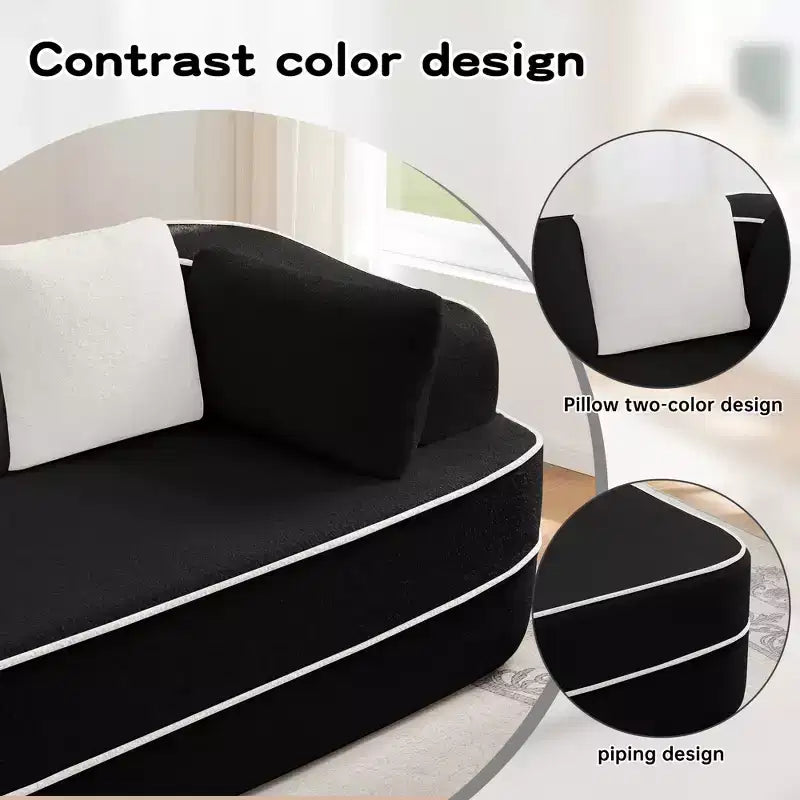 77.2 Divano Teddy, spugna 32D, senza ossatura, due chaise longue, divano letto, colore a contrasto, simmetrico, salotto