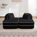 77.2 Teddy Sofa, 32D sponge, boneless, double chaises, sleeper, contrast color, symmetrical, living room