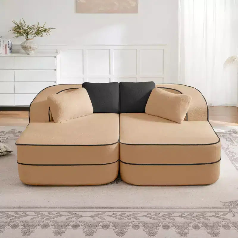 77.2 Divano Teddy, spugna 32D, senza ossatura, due chaise longue, divano letto, colore a contrasto, simmetrico, salotto