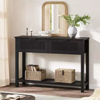 Fluted Console Table with Two Drawers, Entryway Accent Table, Wooden Sofa Table for Living Room, Foyer and Hallway, Storage Display